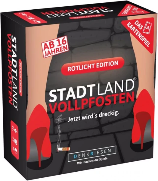 Denkriesen STADT LAND VOLLPFOSTEN - ROTLICH Edition - drinking game -not for children Germany