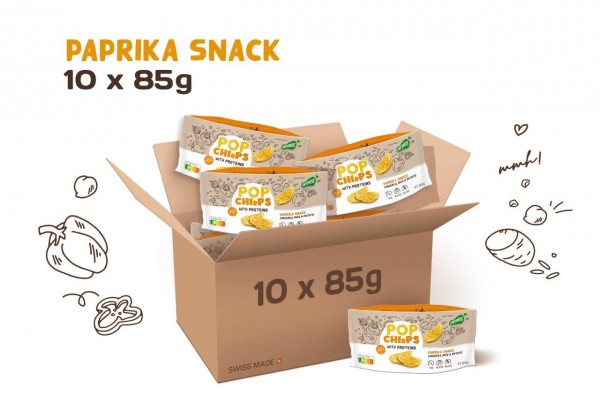 Chirpies Pop Chirps PAPRIKA Snack aus Kichererbsen Box 10 x 85 Gramm Schweiz