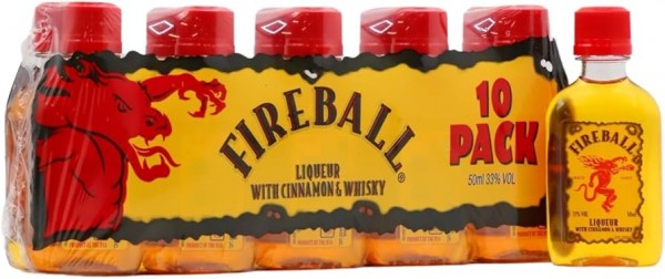 FIREBALL MINIATURE Cinnamon Whisky Likör Box 10 x 50 ml / 33 % Kanada