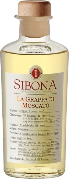 SIBONA Grappa MOSCATO 50 cl / 42 % Italien