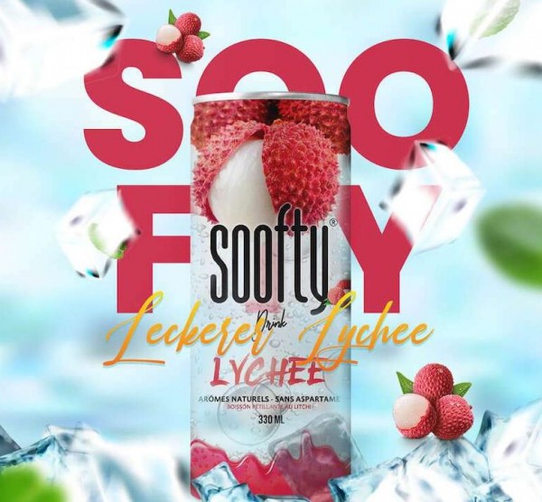 soofty Drink LYCHEE in PET Dose Kiste 24 x 330 ml Frankreich