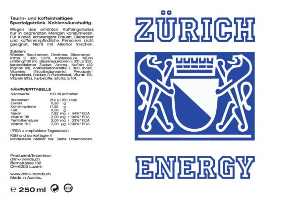 ZÜRICH Energy Drink 250 ml Österreich