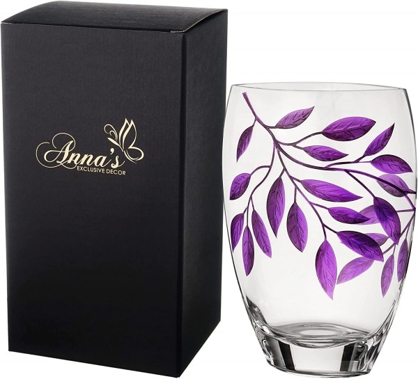 Anna's Exclusive Decor Grosse GLASVASE VIOLETT, 30 cm, in Geschenkbox mundgeblasen in Polen