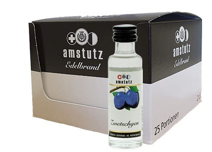 amstutz Edelbrand ZWETSCHGEN PORTION Box 25 x 2 cl / 40 % Schweiz