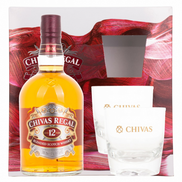 Chivas Regal 12 Jahre Whisky SET mit 2 Gläser Whisky 70 cl / 40 % Schottland