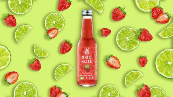 BRIO MATE STRAWBERR & LIME Natural Energy Glasflasche Kiste 24 x 330 ml Schweiz