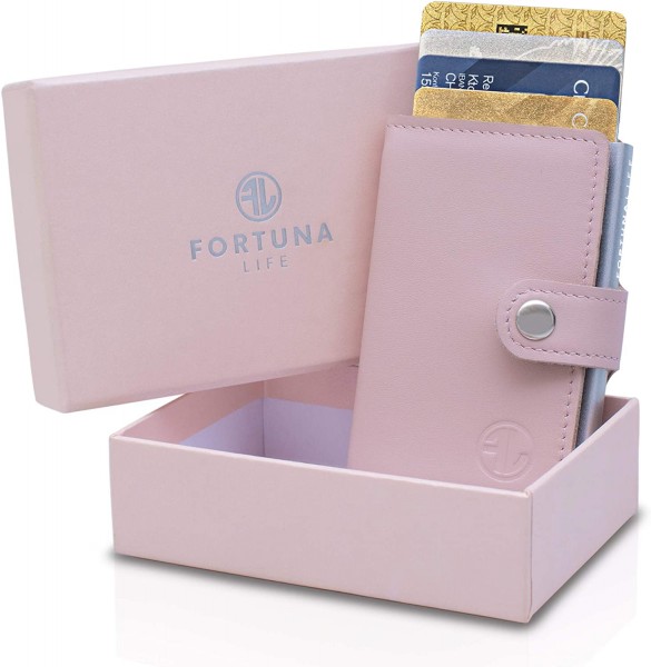 FORTUNA Life Portemonnaie aus hochwertigem Echt-Leder –kombiniertes Kreditkartenetui mit RFID Schutz
