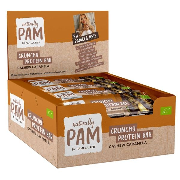naturally PAM Crunchy Protein Bar CASHEW CARAMEL by Pamela Reif Box 12 x 30 Gramm Deutschland