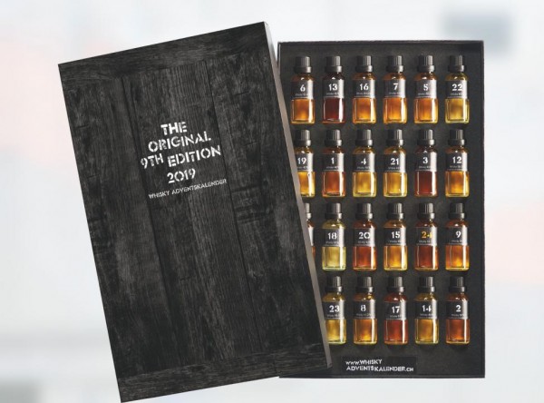 Whisky - Adventskalender 2019 (9 th Edition) 24 Fläschchen mit 25 cl / 46.6 % ausgewählten Whiskys