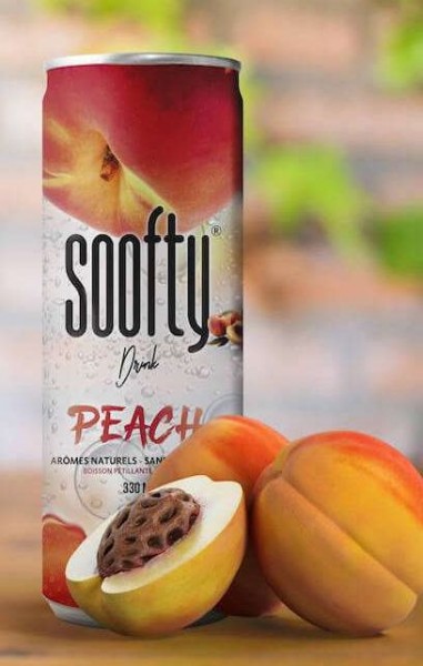 soofty Drink PEACH in PET Dose Kiste 24 x 330 ml Frankreich