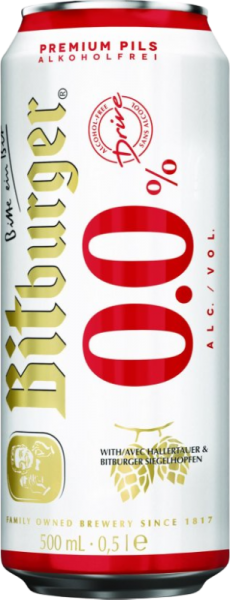 Bitburger DRIVE Premium Pils Alkoholfrei 0.0 % Dose Kiste 24 x 500 ml Deutschland