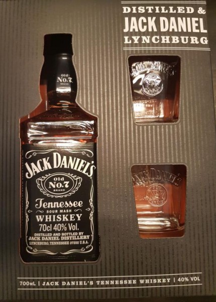 Jack Daniels old No. 7 Tennessee Whisky SET mit 2 Gläsern 70 cl / 40 % USA