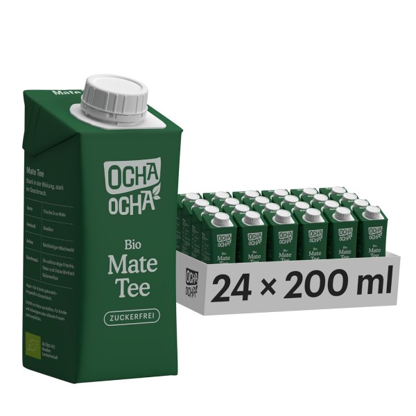 OCHA OCHA Organic MATE TEA - sugar free - zero calories - ready to drink - fresh brewed - box 24 x 200 ml Germany