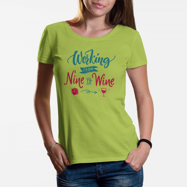 ShirtStar Premium WORKING TO WINE T-Shirt DAMEN Lime div. sizes