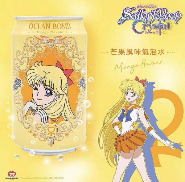 Ocean Bomb SAILOR MOON VENUS Mango Flavour Sparkling Water Kiste 24 x 330 ml Taiwan-