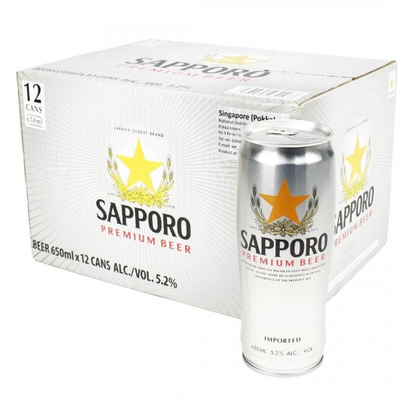 SAPPORO Premium Beer SILVER CAN Kiste 12 x 650 ml / 4.7 % Japan