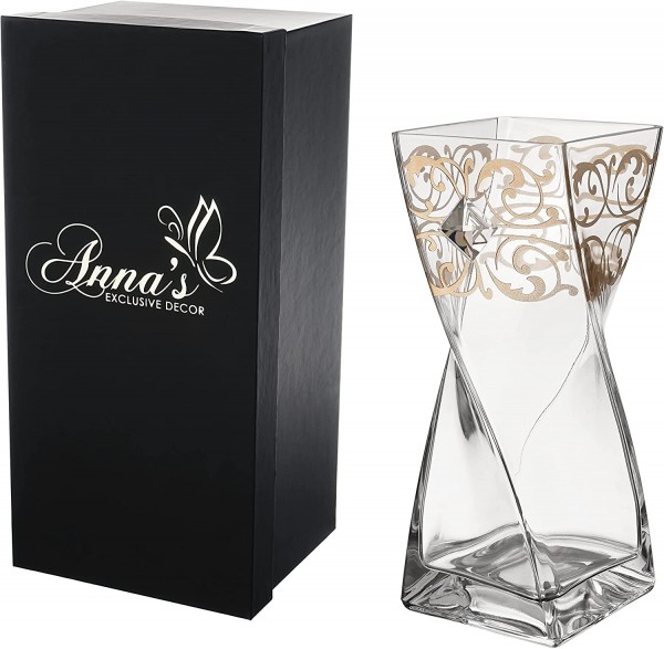 Anna's Exclusive Decor Grosse GLASVASE Swarovski® GOLD, 30 cm, in Geschenkbox mundgeblasen in Polen