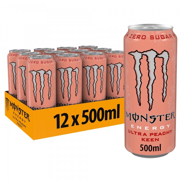 MONSTER Energy Drink Ultra PEACHY KEEN Zero Kiste 12 x 500 ml UK