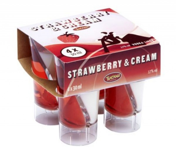 Tucano STRAWBERRY Cream Shot 4 x 3 cl / 17 % UK