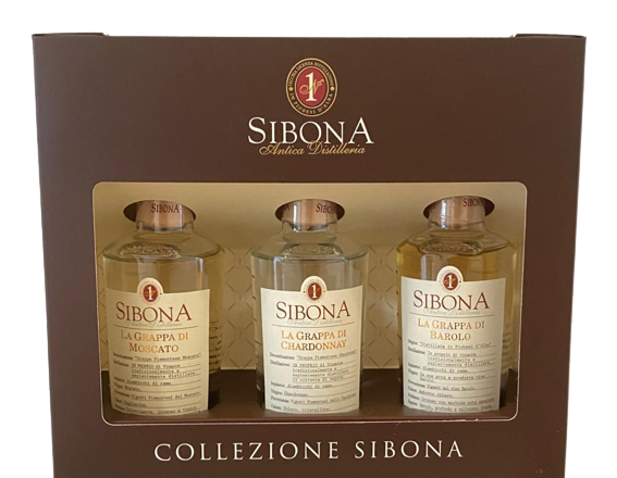 SIBONA Grappa MINI SET Barolo - Moscato - Chardonnay 3 x 20 cl / 40 % Italien