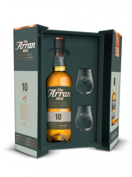 The Arran Single Malt Scotch Whisky 10 Jahre SET mit 2 Gläsern 70 cl / 46 % Schottland