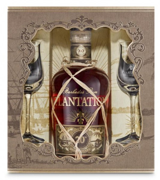 Plantation Barbados XO Extra Old 20th Anniversary Rum Set mit 2 Gläser70 cl / 40 % Karibik