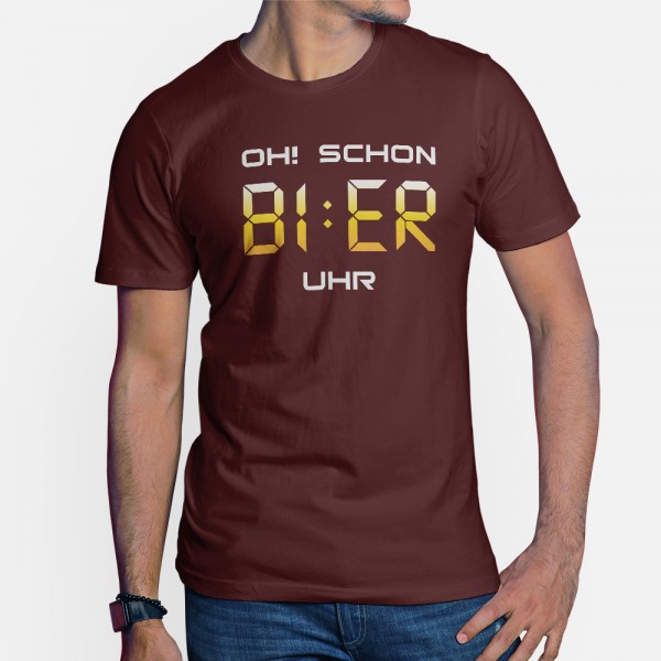 ShirtStar Premium BI : ER Uhr T-Shirt HERREN Burgundy div. Grössen