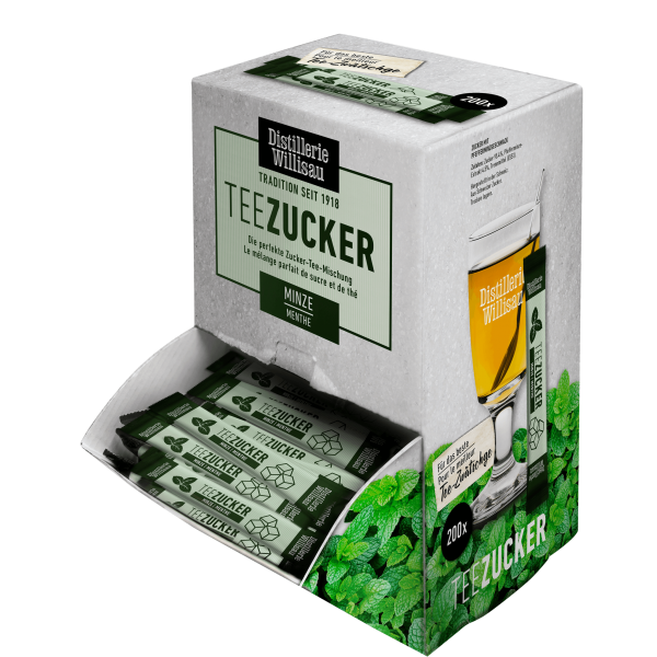 TEA TWISTS SUGAR STICKS WITH MINT perfectly mixed BOX 200 x 5 grams Switzerland