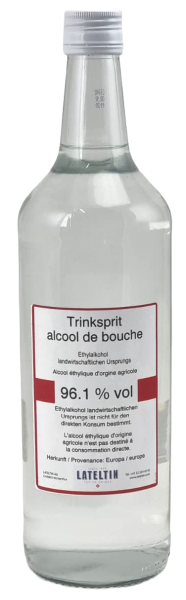 Trinkspirit Pur Landwirtschaftlichen Ursprungs Ethylalkohol 100 cl / 96.1 % Europa