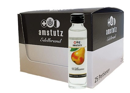 amstutz Edelbrand WILLIAMS PORTION Box 25 x 2 cl / 40 % Schweiz