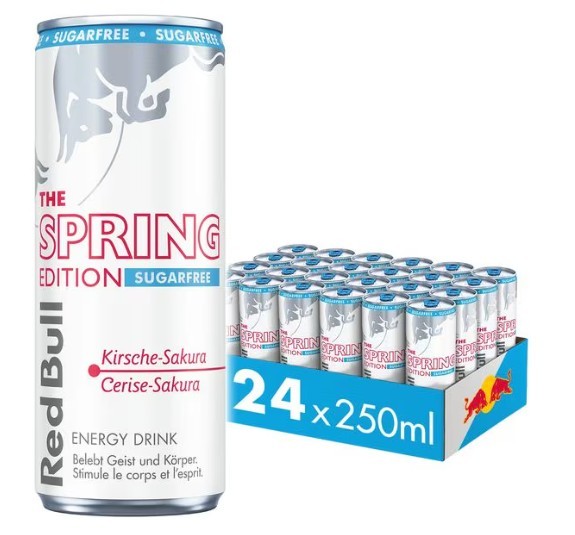 Red Bull Spring Edition KIRSCHE-SAKURA SUGARFREE Energy Drink Kiste 24 x 250 ml Schweiz