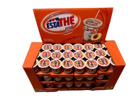 EstaThe alla Pesca PET Becher Kiste 12 x 6 Pack = 72 x 200 ml Italien