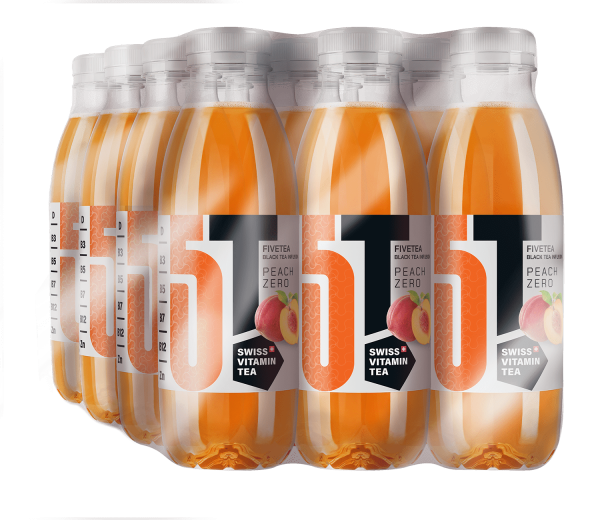 FiveTea Vitamin Tee PEACH Zero PET Kiste 24 x 500 ml Schweiz