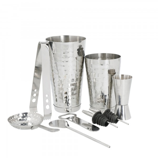 BARWARE Boston Cocktail Maker Set 8-Piece with Hammered Finish by BarCraft