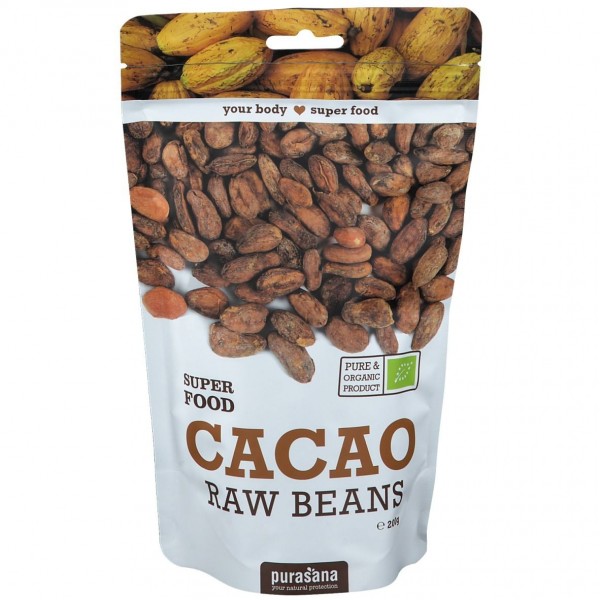 Purasana Superfood CACAO BEANS BIO 200 Gramm Peru