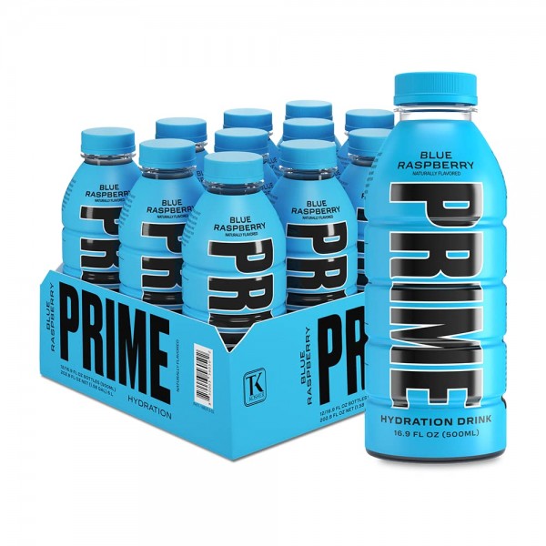 PRIME Hydration Drink BLUE RASPBERRY Kiste 12 x 500 ml USA