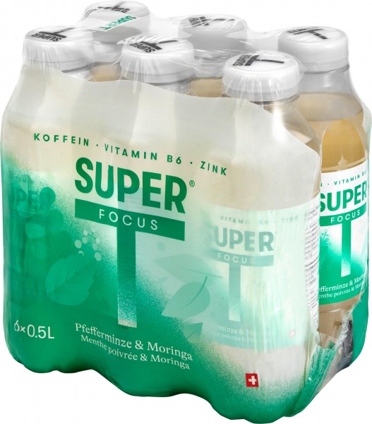 SuperT FOCUS Vitamin Tee Kalorienarm PET Kiste 24 x 500 ml Schweiz