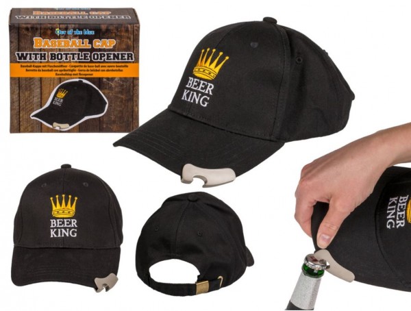 Beer King Baseball Cap with Bottle Opener by Out of the bluehe blue