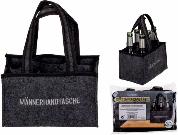 Männerhandtasche aus Filz für 6 Flaschen by out of the Blue