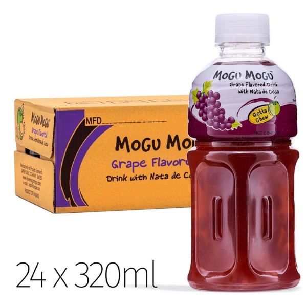 MOGU MOGU GRAPE Flavoured Drink With Nata De Coco Kiste 24 x 320 ml Thailand