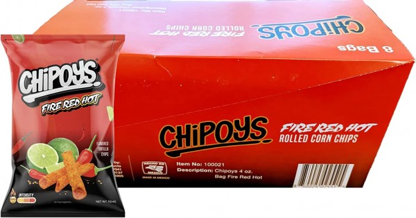 CHIPOYS Rolled Fire Red Hot Box 10 x 56.7 Gramm USA