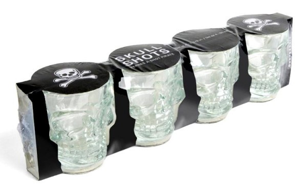 Kikkerland SKULL SHOTS Totenkopf Shotgläser 2 Sets 4 Stk a je 4.5 cl Inhalt