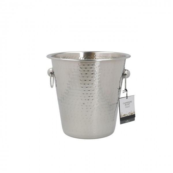 Hammered-Steel Sparkling Wine & Champagne Bucket with Ring Handles by BarCraft
