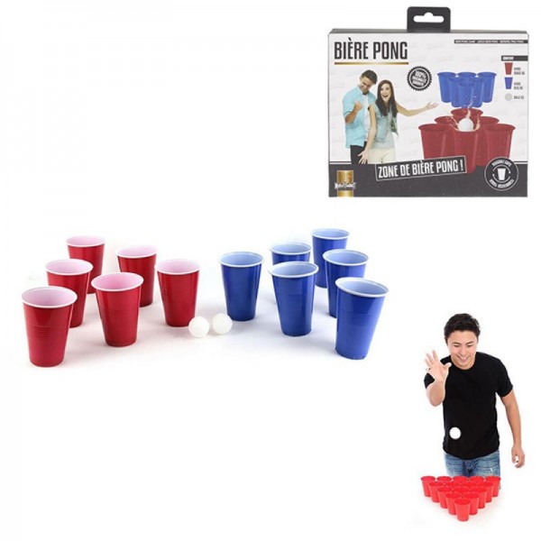 Trinkspiel Bier Pong Set mit 12 Cups und 2 Bällen by Mister Gadget