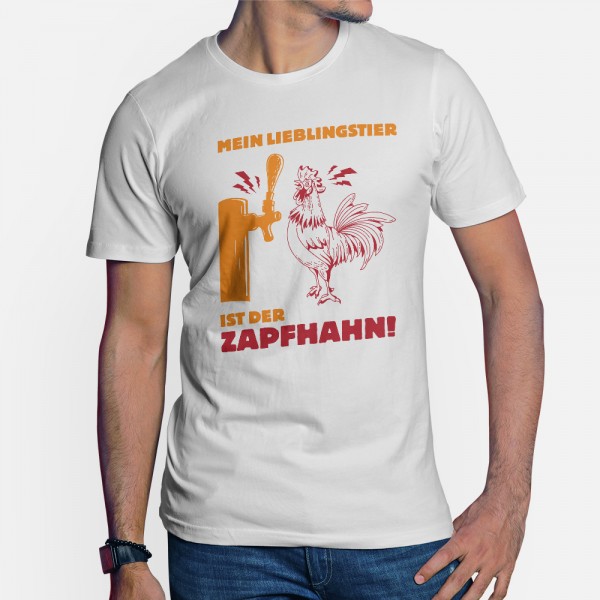 ShirtStar Premium ZAPFHAHN T-Shirt Herren Weiss div. Grössen