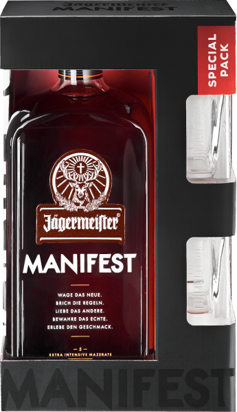Jägermeister MANIFEST Geschenkset mit 2 Gläser 1 Liter / 38 % Deutschland