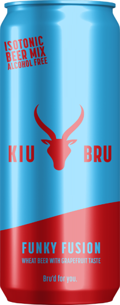 KIU BRU Funky Fusion Wheat Beer with Grapefruit Flavor Non-Alcoholic 330 ml