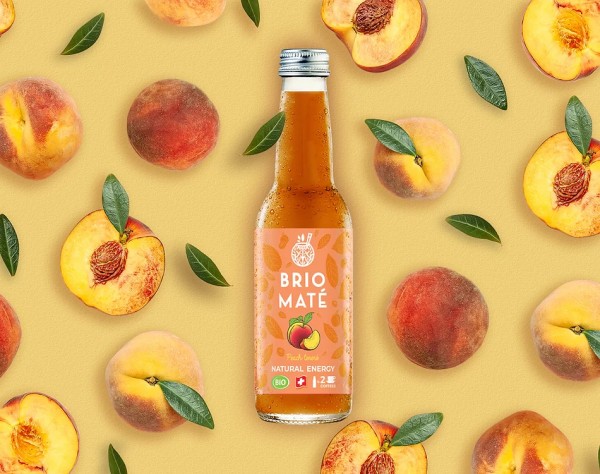 BRIO MATE PEACH Natural Energy Glasflasche Kiste 24 x 330 ml Schweiz