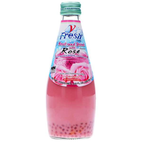 V-fresh BASIL SEED Drink with ROSE 290 ml Thailand