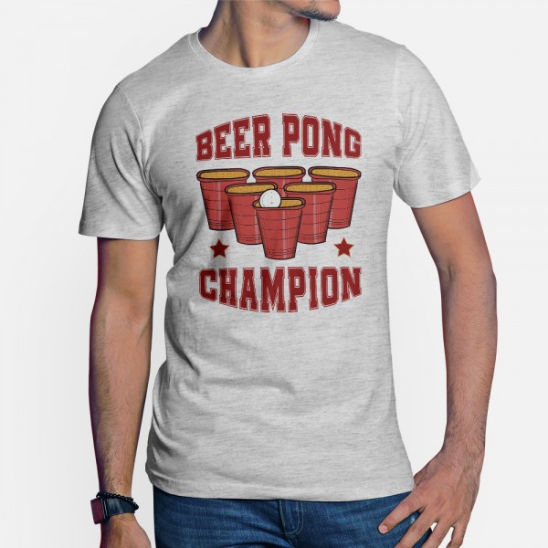 ShirtStar Premium BEER PONG CHAMPION T-Shirt Men Gray Ash mottled div. sizes